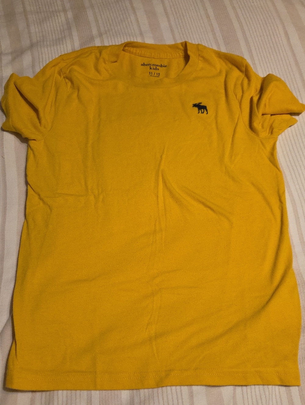 abercrombie kids Bright Yellow Crew Tee with Navy Moose Logo